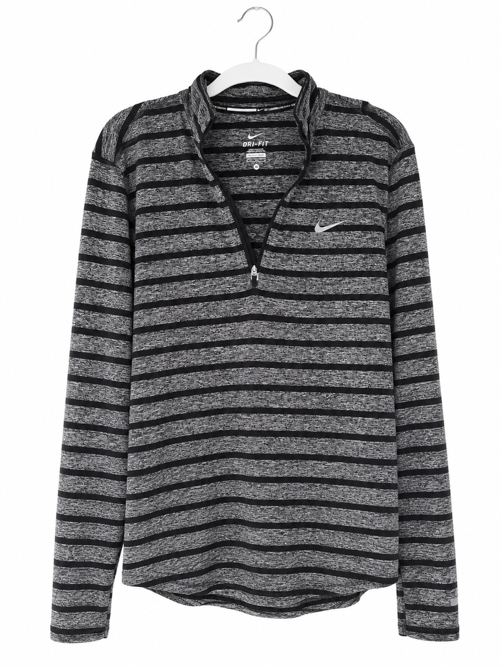 Nike Men’s Black & Gray Striped Dri-FIT Half-Zip Pullover